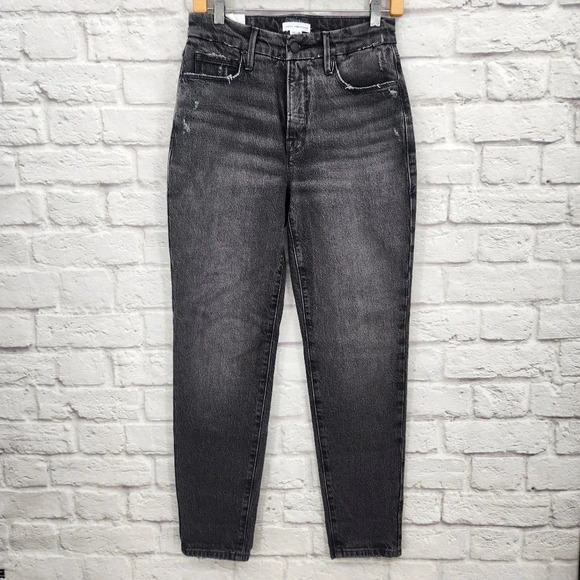 Good American Good Girlfriend High Rise Black Wash Loose in the Leg NWT Jeans 00 - Picture 1 of 15